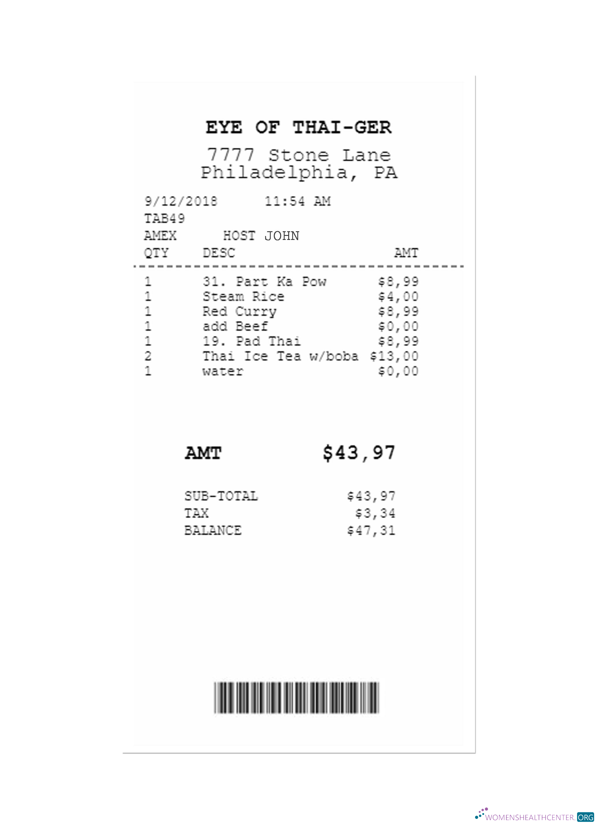 Download EYE OF THAI GER payment receipt Photoshop template